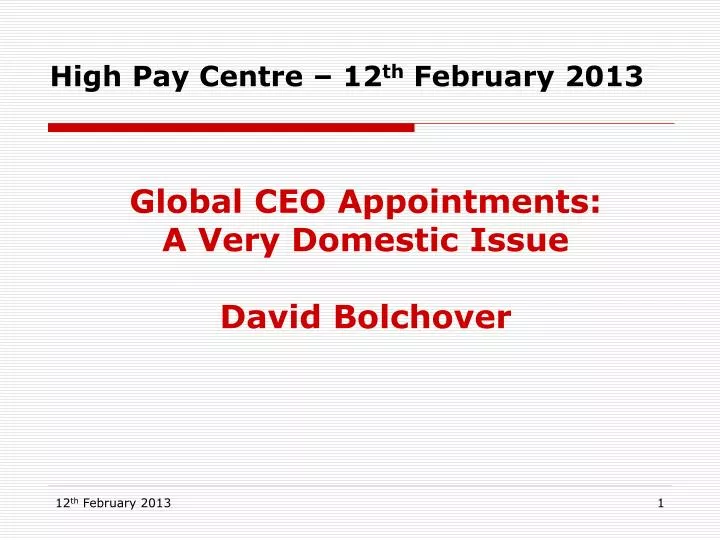 high pay centre 12 th february 2013
