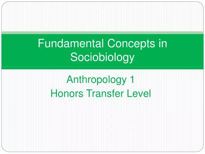 fundamental concepts in sociobiology