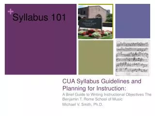 CUA Syllabus Guidelines and Planning for Instruction: