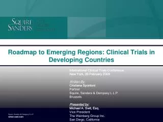 Roadmap to Emerging Regions: Clinical Trials in Developing Countries