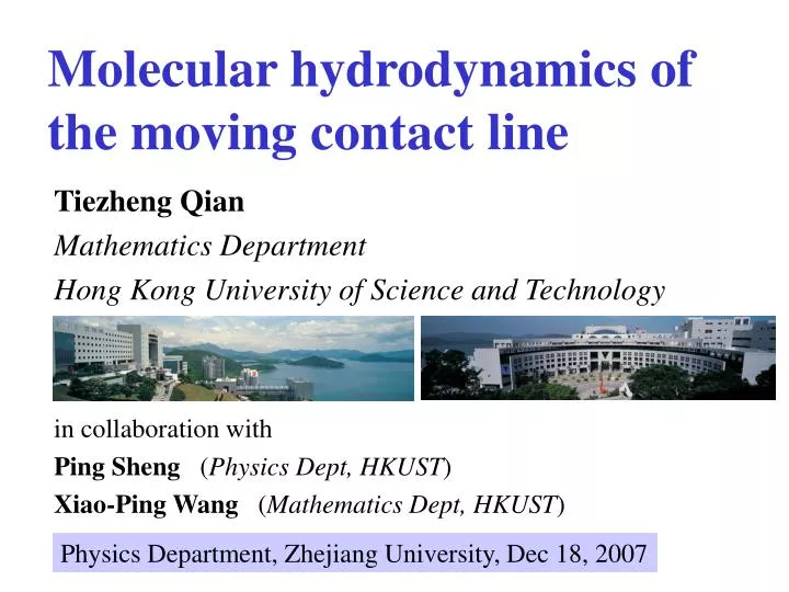molecular hydrodynamics of the moving contact line