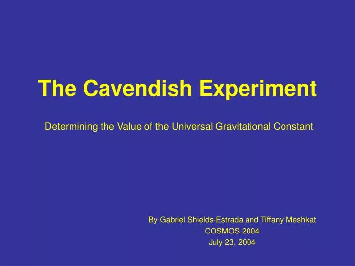 the cavendish experiment