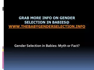 Gender Selection in Babies: Myth or Fact?