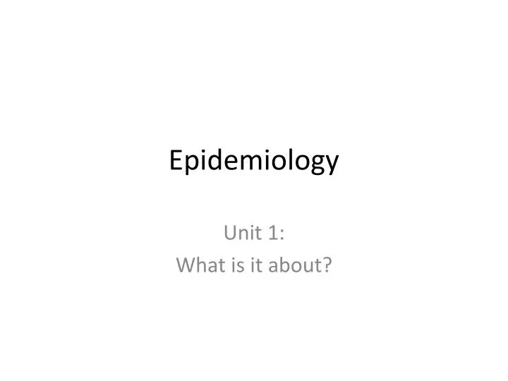 epidemiology