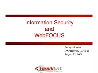 Information Security and WebFOCUS