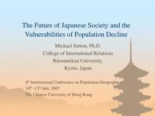 The Future of Japanese Society and the Vulnerabilities of Population Decline