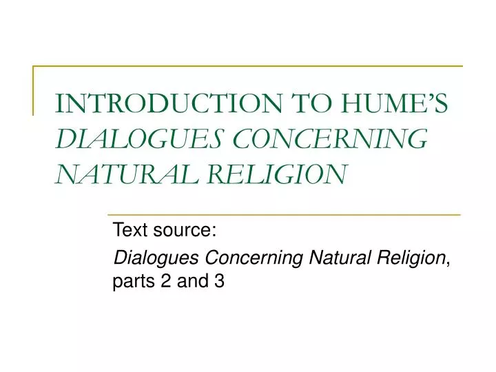 introduction to hume s dialogues concerning natural religion