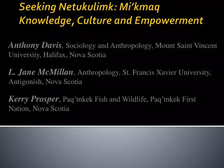 seeking netukulimk mi kmaq knowledge culture and empowerment