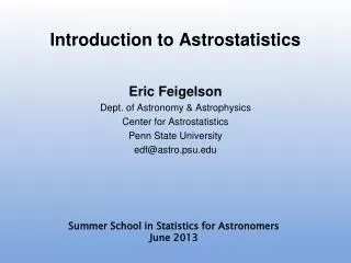 Introduction to Astrostatistics