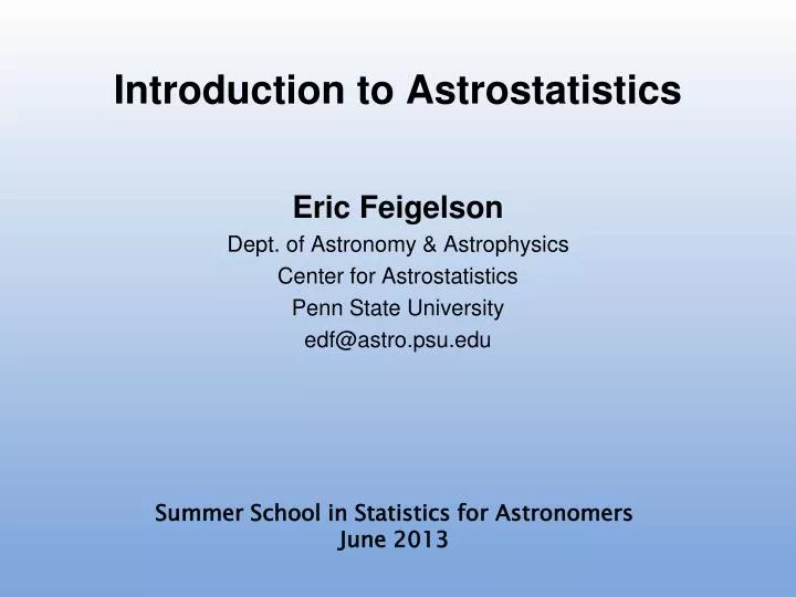 introduction to astrostatistics