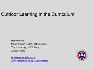 Outdoor Learning in the Curriculum