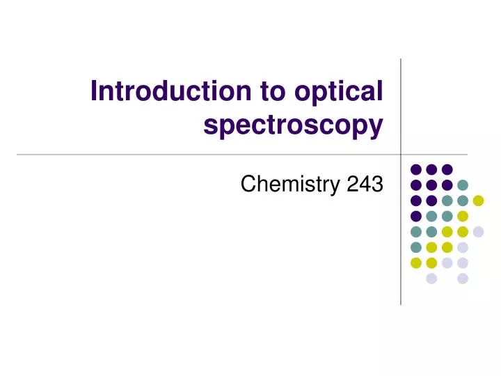 introduction to optical spectroscopy