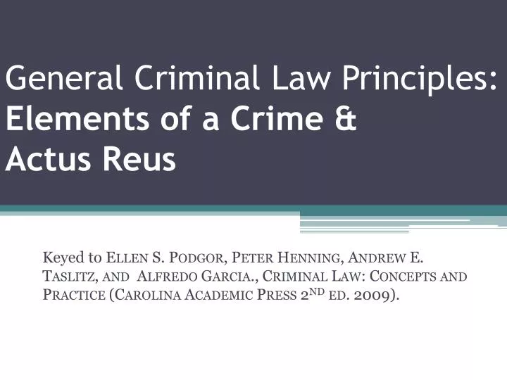 general criminal law principles elements of a crime actus reus