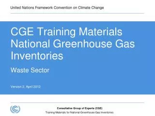 CGE Training Materials National Greenhouse Gas Inventories