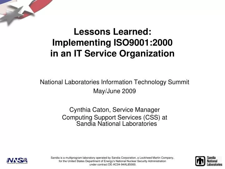 lessons learned implementing iso9001 2000 in an it service organization