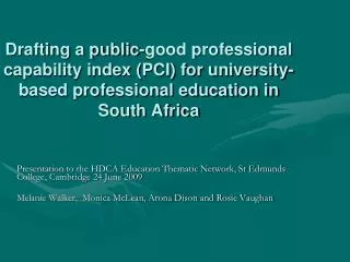 Drafting a public-good professional capability index (PCI) for university-based professional education in South Africa