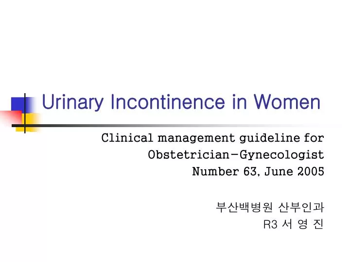 urinary incontinence in women