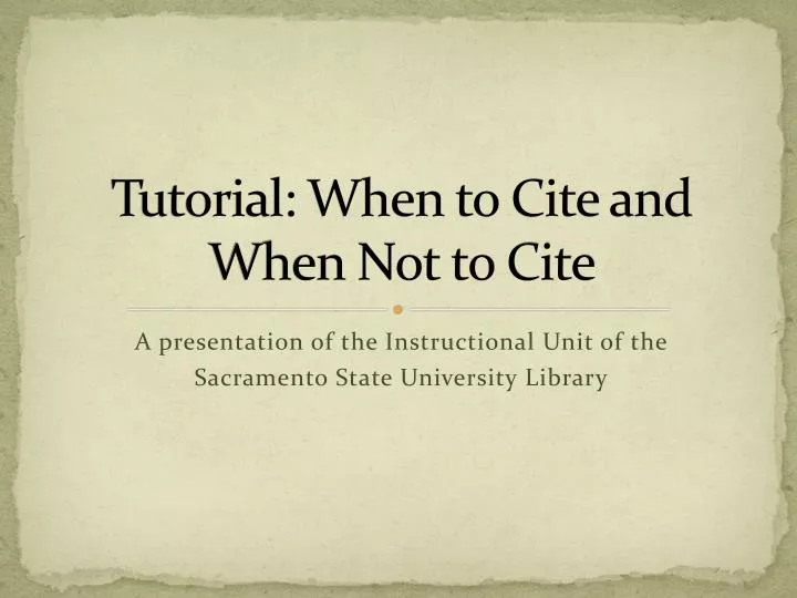 tutorial when to cite and when not to cite