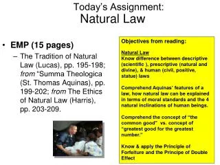 Today’s Assignment: Natural Law