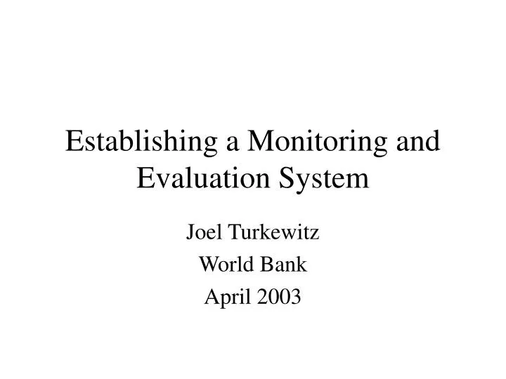 establishing a monitoring and evaluation system