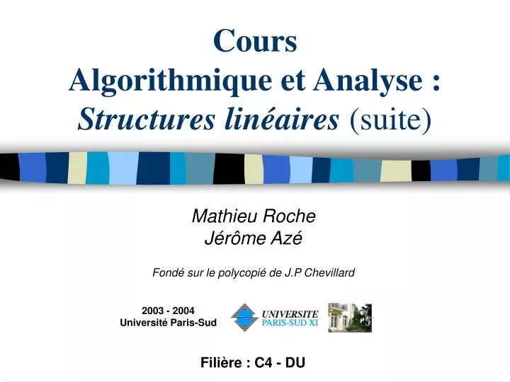 cours algorithmique et analyse structures lin aires suite