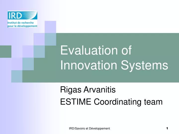 evaluation of innovation systems