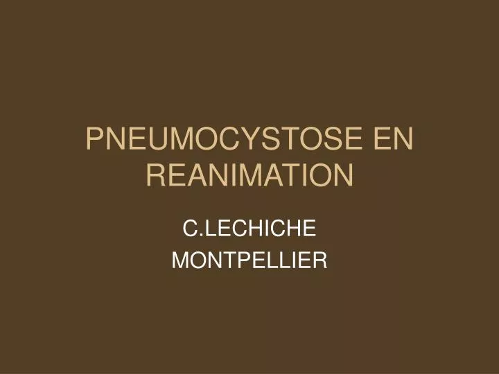 pneumocystose en reanimation