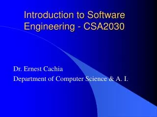 Introduction to Software Engineering - CSA2030
