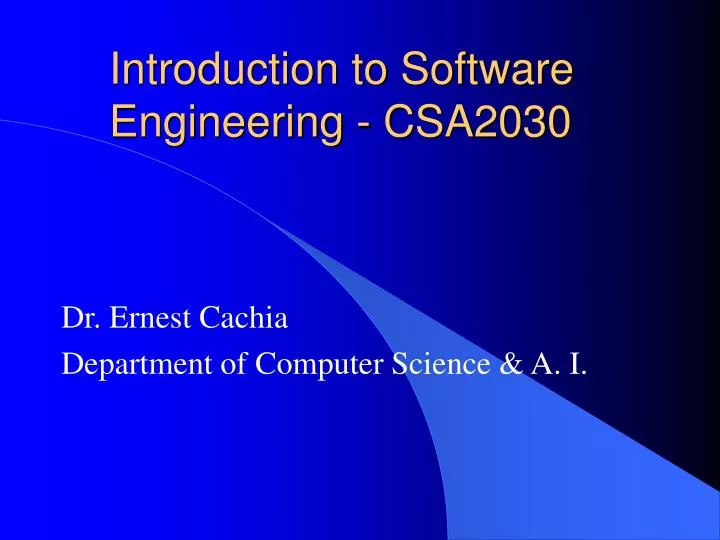 introduction to software engineering csa2030