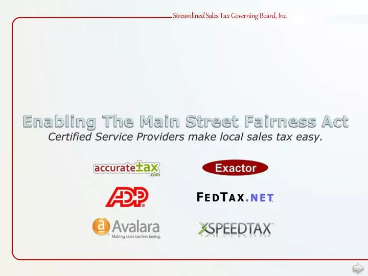 enabling the main street fairness act certified service providers make local sales tax easy