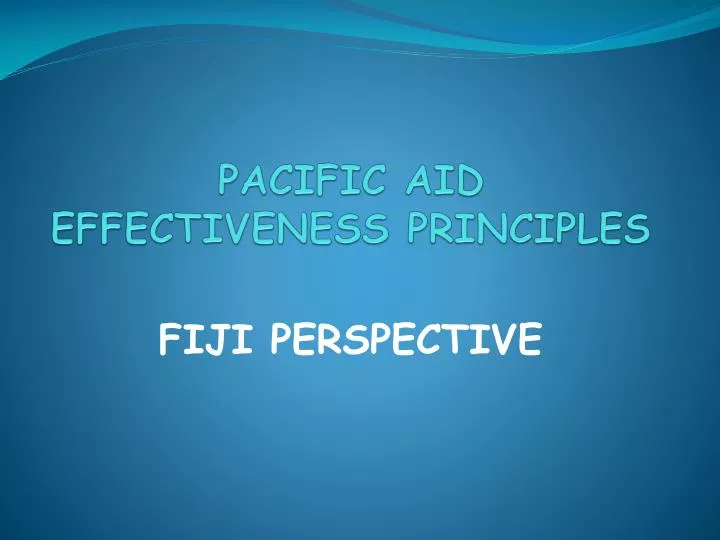 pacific aid effectiveness principles