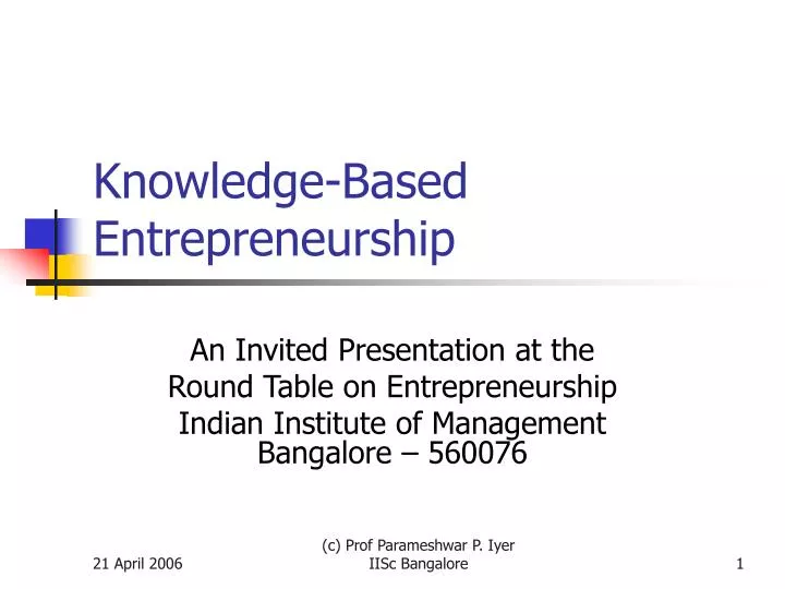 knowledge based entrepreneurship