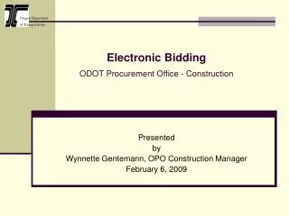 Electronic Bidding ODOT Procurement Office - Construction