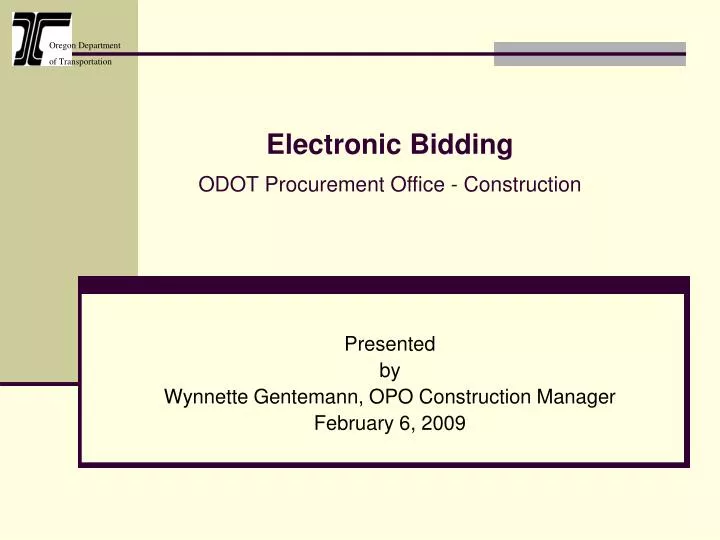 electronic bidding odot procurement office construction