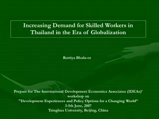 Increasing Demand for Skilled Workers in Thailand in the Era of Globalization