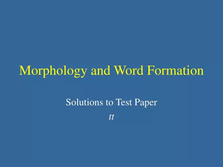 morphology and word formation