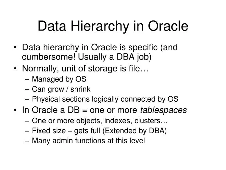 data hierarchy in oracle