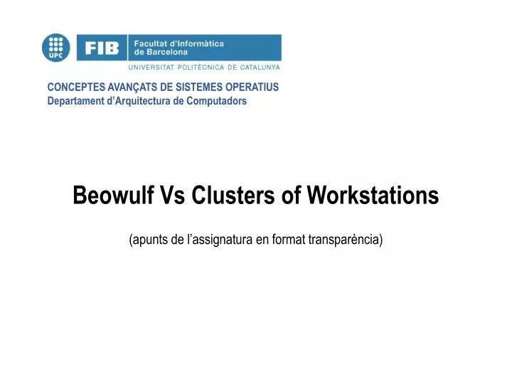 beowulf vs clusters of workstations