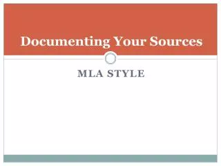 Documenting Your Sources
