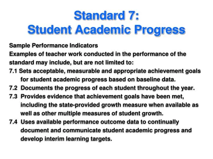 standard 7 student academic progress