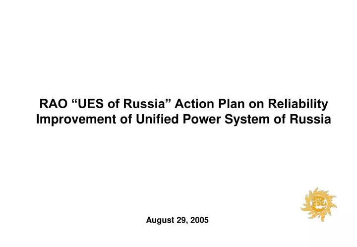 rao ues of russia action plan on reliability improvement of unified power system of russia