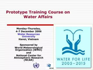 Prototype Training Course on Water Affairs