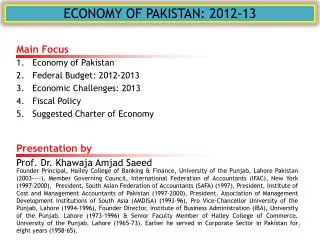 ECONOMY OF PAKISTAN: 2012-13