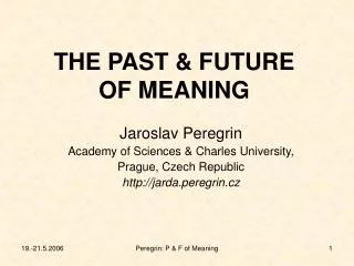 THE PAST &amp; FUTURE OF MEANING