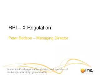 RPI – X Regulation