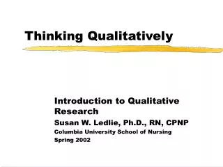 Thinking Qualitatively