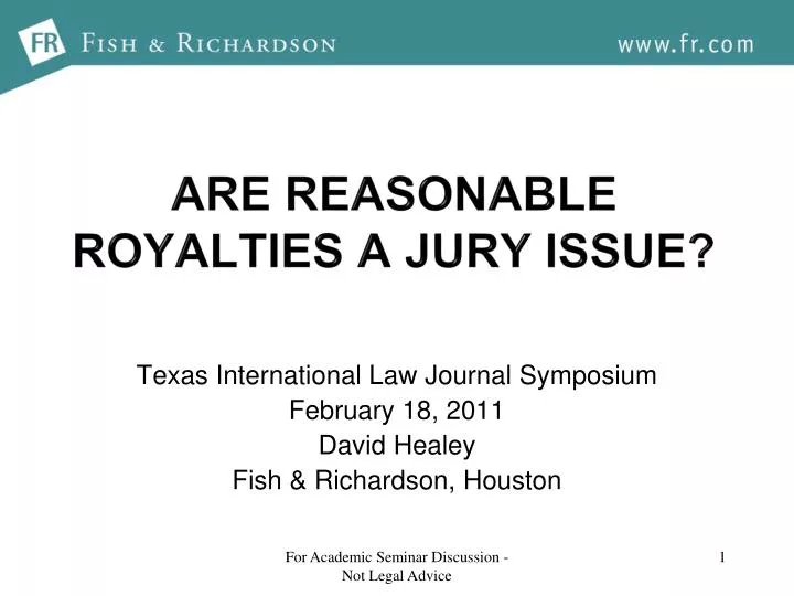 are reasonable royalties a jury issue