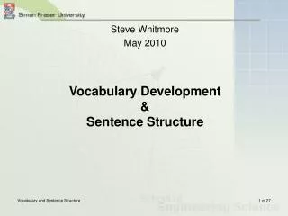 Vocabulary Development &amp; Sentence Structure