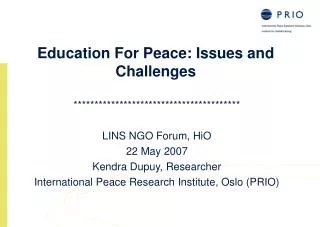 Education For Peace: Issues and Challenges