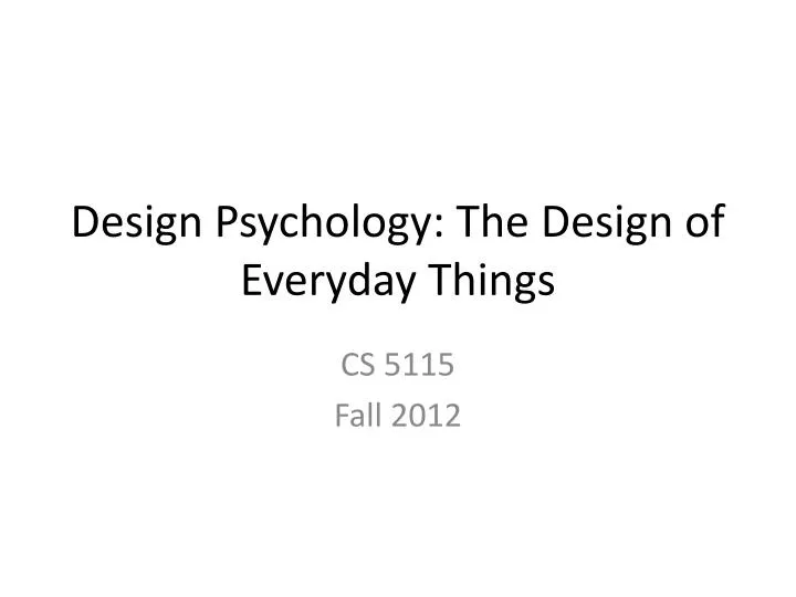design psychology the design of everyday things